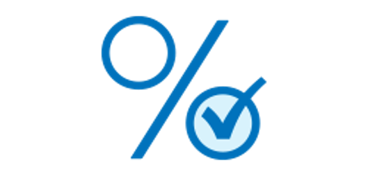 graphic of a percent symbol with a check mark inside one of the circles